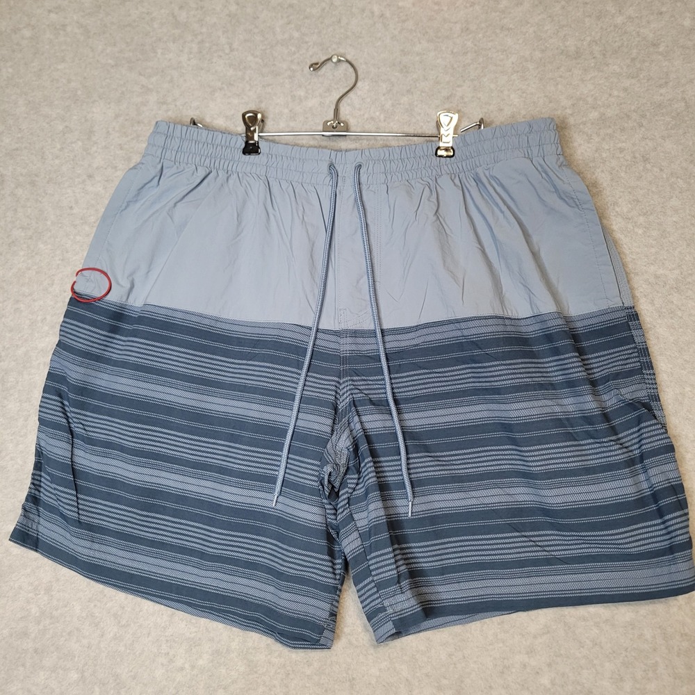 Columbia Omni-Shield Mens XXL Blue Striped Board Shorts Swim Trunks Nylon